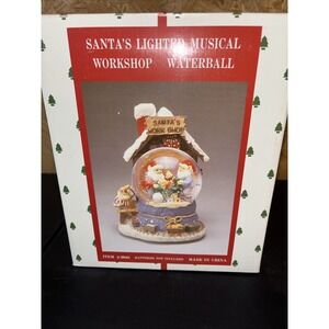 Santa's Lighted Musical Workshop Waterball Snowglobe Style 7.5"